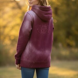 Upcycled bleach-stained custom sun & moon sweater, size unisex medium